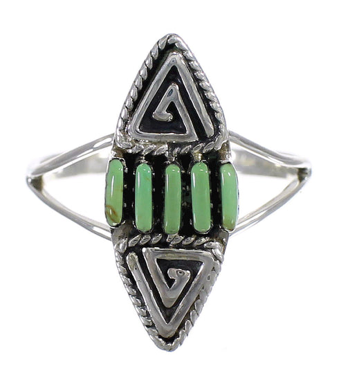 Silver Southwestern Turquoise Water Wave Needlepoint Ring Size 5 QX85028